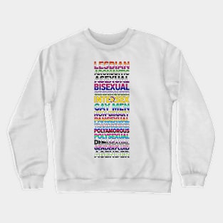 LGBTQ+ flags in text Crewneck Sweatshirt